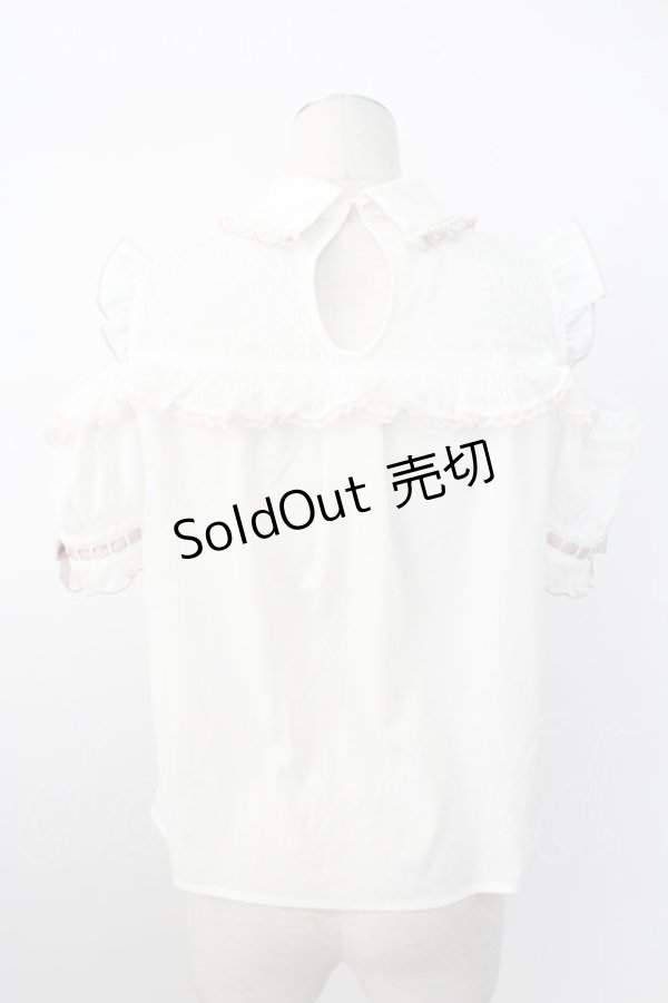 画像2: LIZ LISA / ハートリボンオフショル半袖ブラウス  白Ｘピンク T-26-02-16-005-LO-BL-SA-ZT (2)