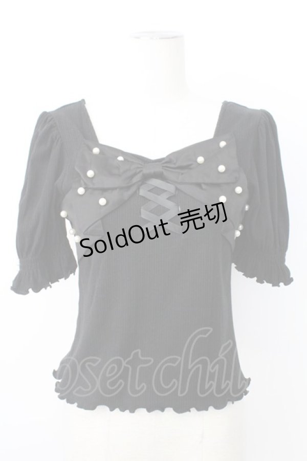 画像1: Ank Rouge / ReTwinkle パールリボン M ブラック T-26-02-16-008-CA-TO-SA-ZT (1)