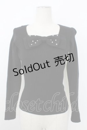 画像: Ank Rouge / パールリボンニットトップス  黒 T-26-02-16-009-CA-TO-SA-ZT557