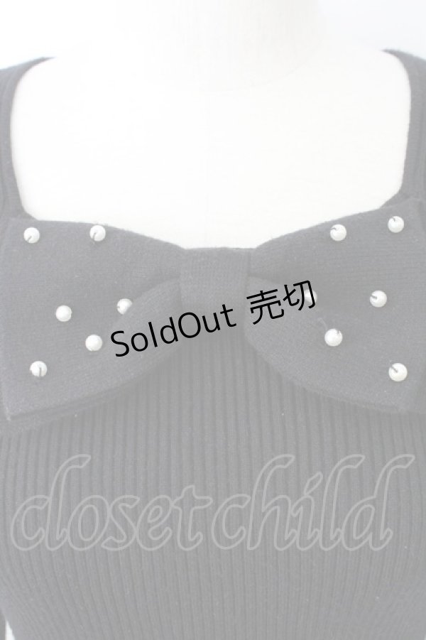 画像3: Ank Rouge / パールリボンニットトップス  黒 T-26-02-16-009-CA-TO-SA-ZT557 (3)