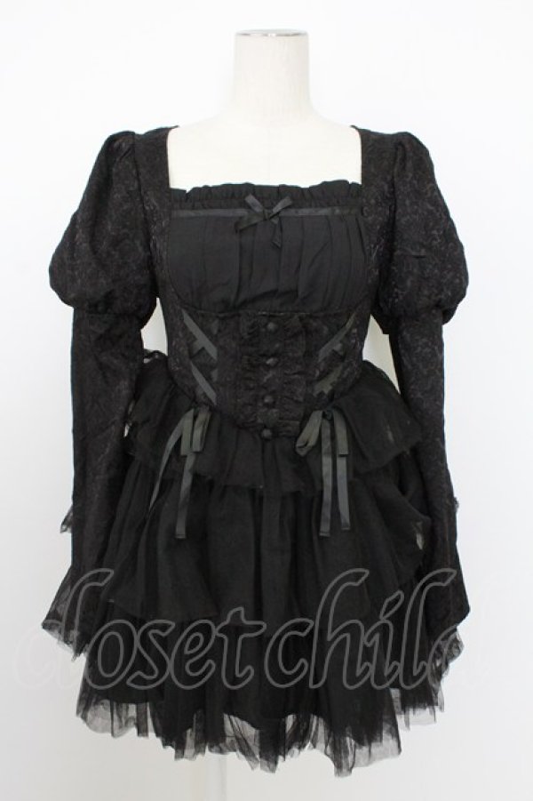 画像1: Ank Rouge / ゴブランワンピース  黒 T-26-02-16-012-CA-OP-SA-ZT (1)