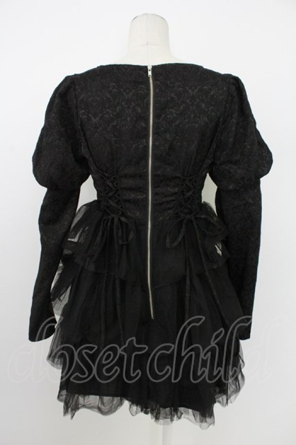 画像2: Ank Rouge / ゴブランワンピース  黒 T-26-02-16-012-CA-OP-SA-ZT (2)