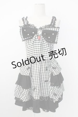 画像: Ank Rouge / ギンガムリボンコンビネゾン  黒Ｘ白 T-26-02-16-013-CA-OP-SA-ZT