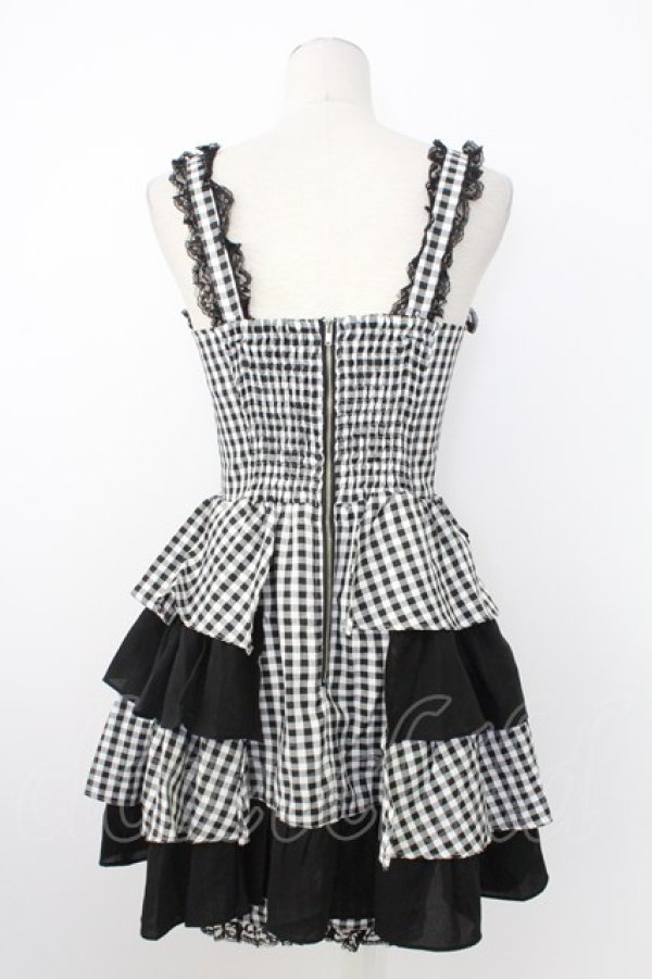 画像2: Ank Rouge / ギンガムリボンコンビネゾン  黒Ｘ白 T-26-02-16-013-CA-OP-SA-ZT (2)