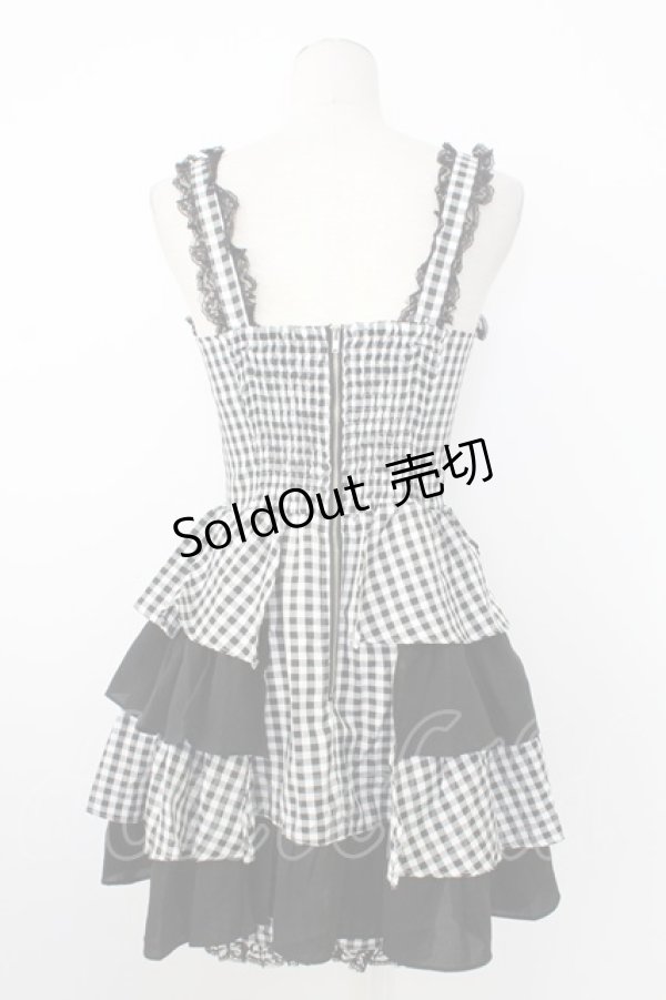 画像2: Ank Rouge / ギンガムリボンコンビネゾン  黒Ｘ白 T-26-02-16-013-CA-OP-SA-ZT (2)