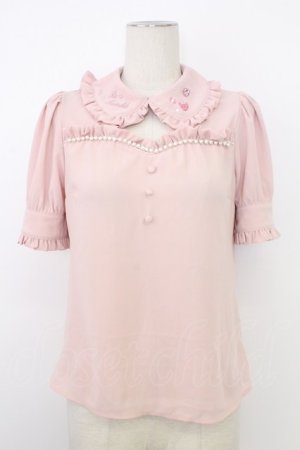 画像: Ank Rouge / いちご刺繍&パール半袖トップス  ピンク T-26-02-16-002-CA-BL-SA-ZT