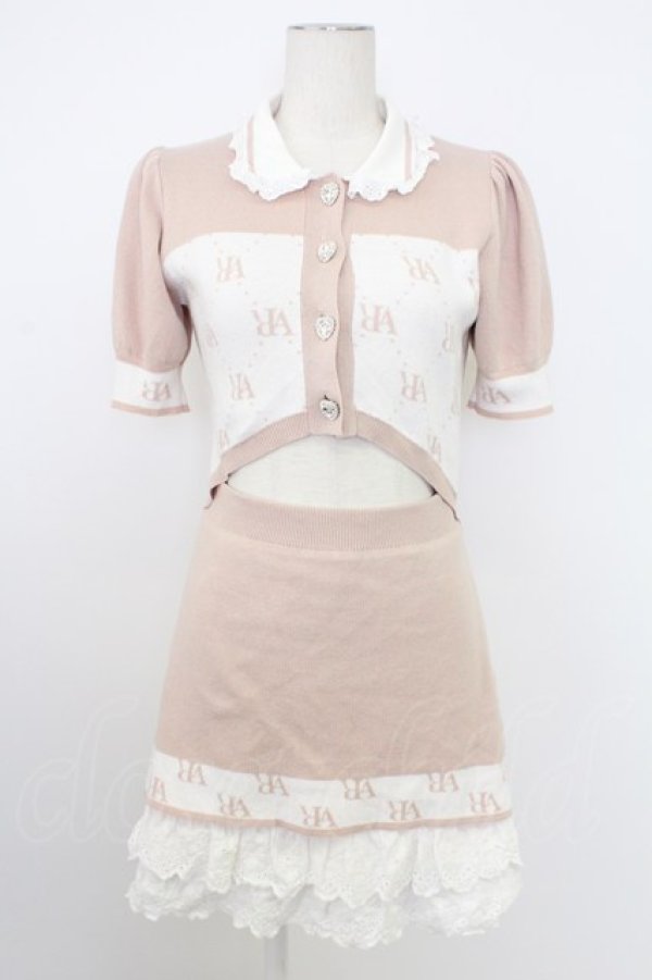 画像1: Ank Rouge / モノグラムポロニットOP  ピンクＸ白 T-26-02-16-014-CA-OP-SA-ZT (1)