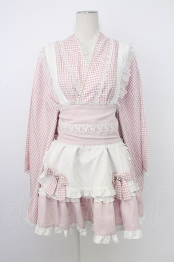 画像1: Ank Rouge / ギンガムメイド浴衣ドレス  ピンク T-26-02-16-018-CA-OP-SA-ZT (1)