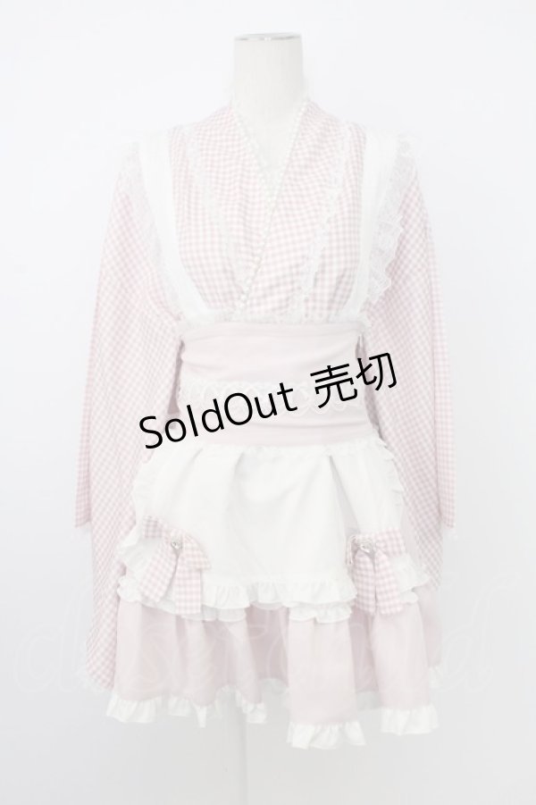 画像1: Ank Rouge / ギンガムメイド浴衣ドレス  ピンク T-26-02-16-018-CA-OP-SA-ZT543 (1)