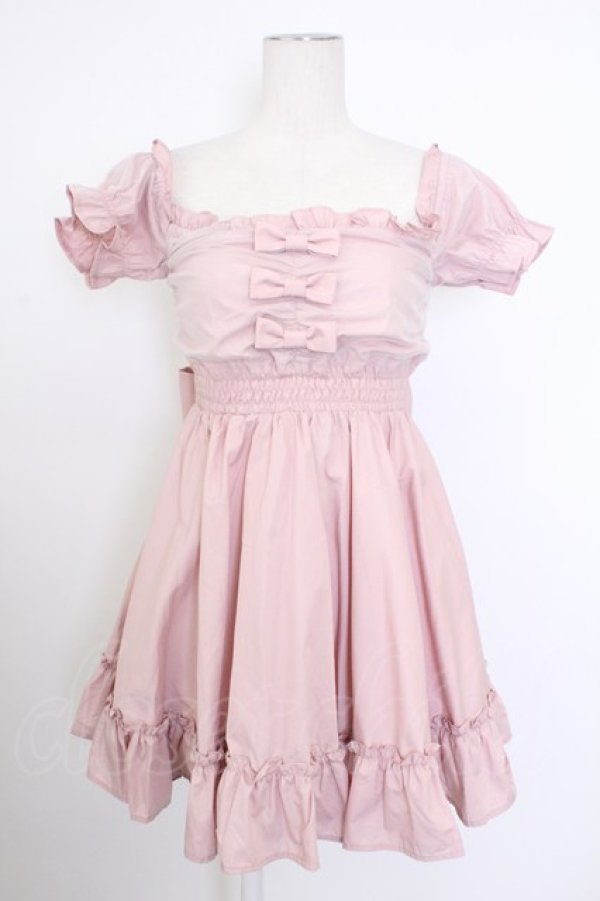 画像1: Ank Rouge / おリボンオフショルドーリーワンピース  ピンク T-26-02-16-022-CA-OP-SA-ZT (1)