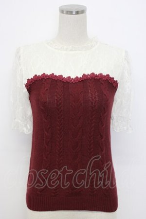画像: axes femme / レース切替ビスチェ風トップス M ワイン T-26-02-17-001-AX-TO-SA-ZT