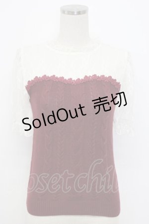 画像: axes femme / レース切替ビスチェ風トップス M ワイン T-26-02-17-001-AX-TO-SA-ZT