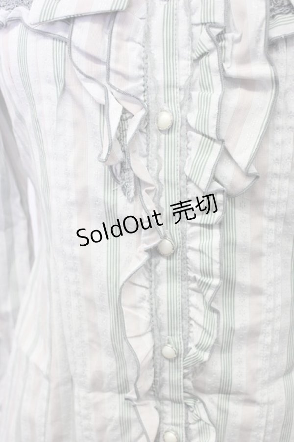 画像4: axes femme / ボウタイ付きストライプブラウス M サックス T-26-02-17-002-AX-BL-SA-ZT (4)