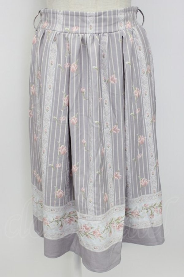 画像1: axes femme / チューリップ柄ミドルスカート M ラベンダー T-26-02-17-025-AX-SK-SA-ZT (1)