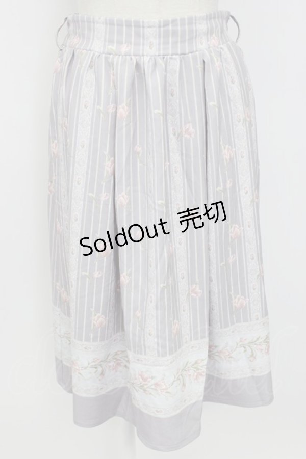 画像1: axes femme / チューリップ柄ミドルスカート M ラベンダー T-26-02-17-025-AX-SK-SA-ZT517 (1)