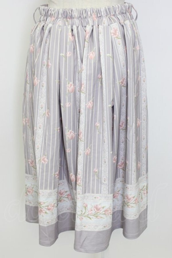 画像2: axes femme / チューリップ柄ミドルスカート M ラベンダー T-26-02-17-025-AX-SK-SA-ZT (2)