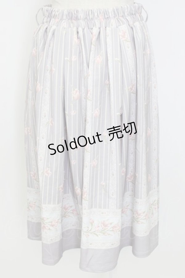 画像2: axes femme / チューリップ柄ミドルスカート M ラベンダー T-26-02-17-025-AX-SK-SA-ZT517 (2)