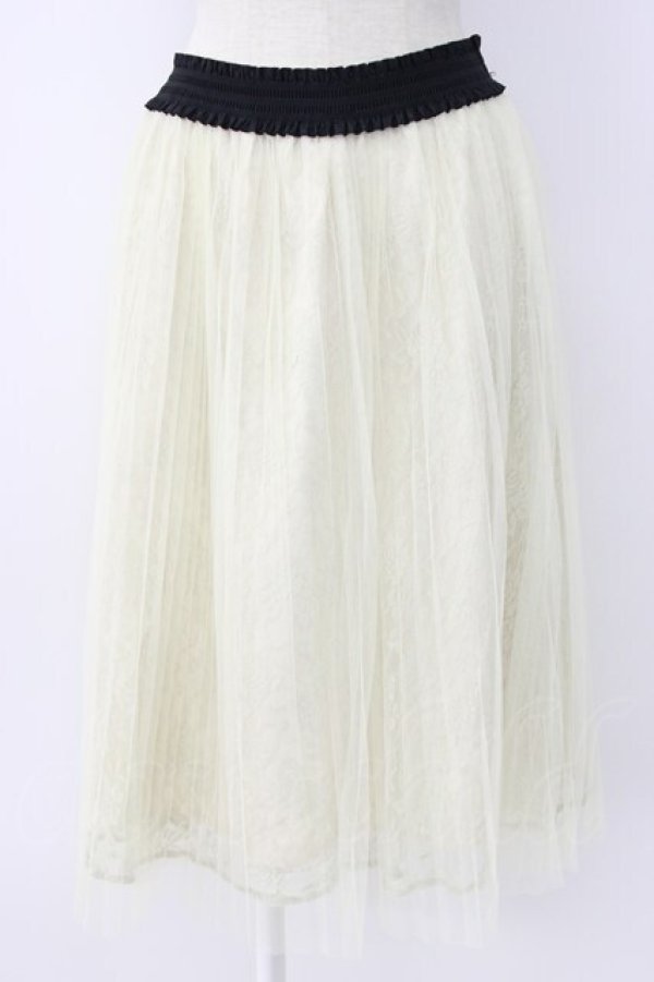画像1: axes femme / チュールプリーツスカート  アイボリーＸ黒 T-26-02-17-027-AX-SK-SA-ZT (1)