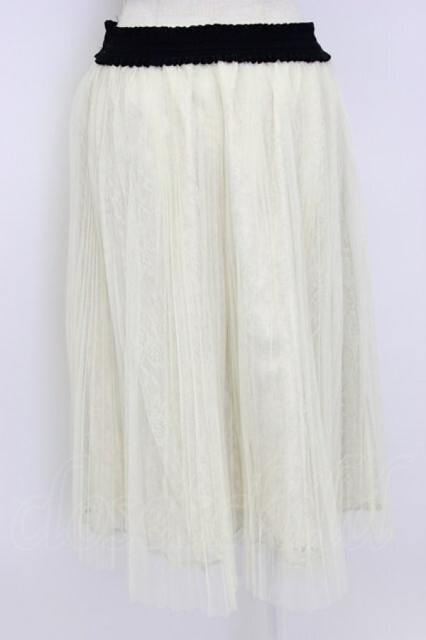 画像2: axes femme / チュールプリーツスカート  アイボリーＸ黒 T-26-02-17-027-AX-SK-SA-ZT (2)