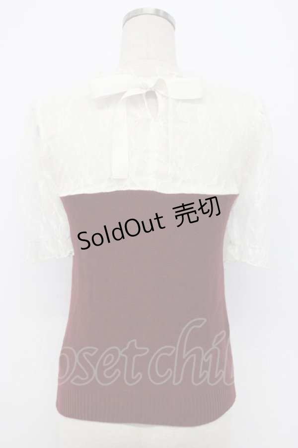 画像2: axes femme / レース切替ビスチェ風トップス M ワイン T-26-02-17-001-AX-TO-SA-ZT (2)