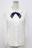 画像1: Secret Honey / クラウン刺繍リボンタイブラウス  アイボリーＸ青 T-26-02-17-005-CA-BL-SA-ZT567 (1)