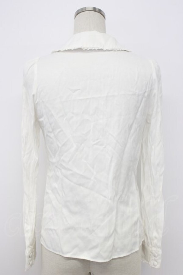 画像2: Secret Honey / クラウン刺繍リボンタイブラウス  アイボリーＸ青 T-26-02-17-005-CA-BL-SA-ZT567 (2)