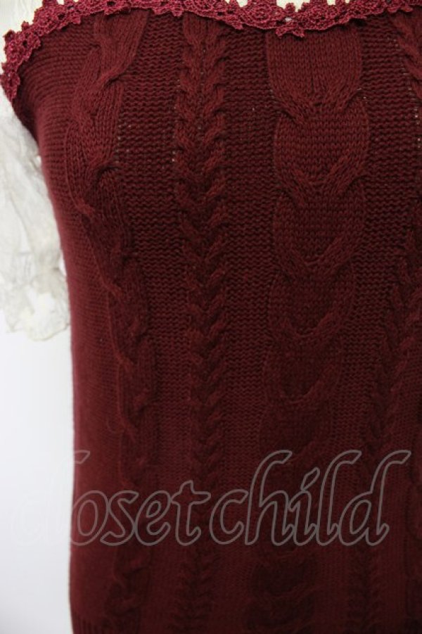 画像3: axes femme / レース切替ビスチェ風トップス M ワイン T-26-02-17-001-AX-TO-SA-ZT (3)