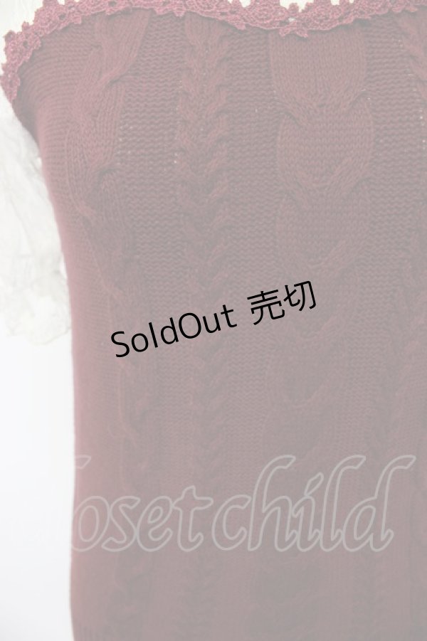 画像3: axes femme / レース切替ビスチェ風トップス M ワイン T-26-02-17-001-AX-TO-SA-ZT (3)