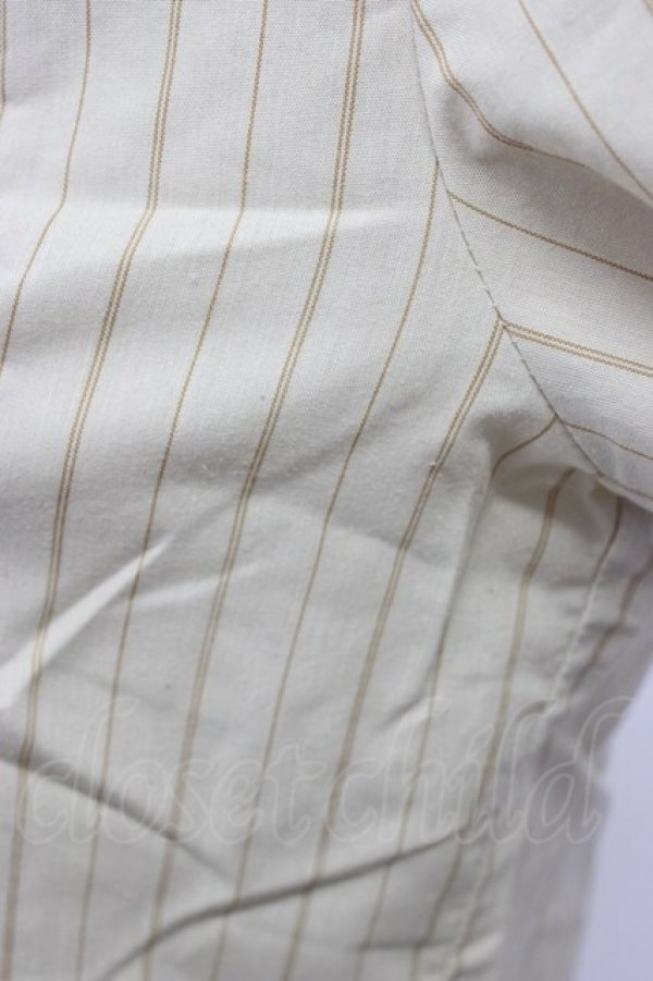 画像5: axes femme / 王冠ボタンストライプフリルブラウス M ベージュ T-26-02-17-006-AX-BL-SA-ZT (5)