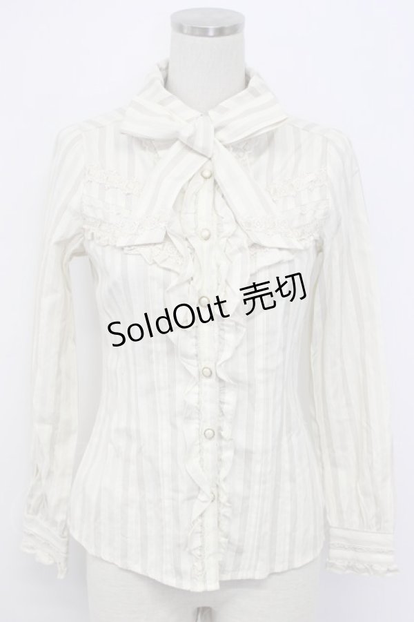 画像1: axes femme / ボウタイ付きストライプブラウス  ベージュ T-26-02-17-007-AX-BL-SA-ZT (1)