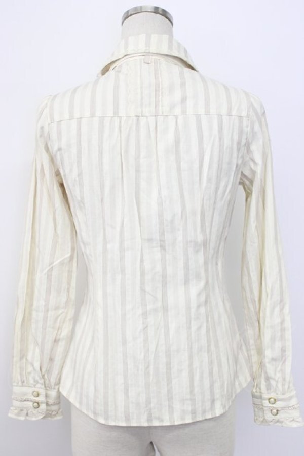 画像2: axes femme / ボウタイ付きストライプブラウス  ベージュ T-26-02-17-007-AX-BL-SA-ZT (2)