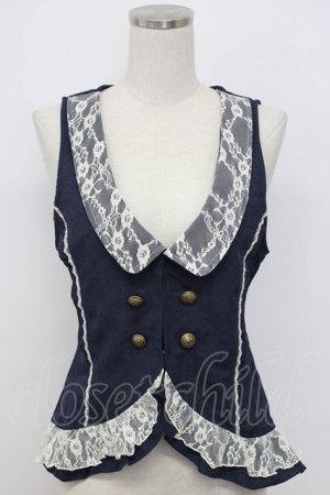 画像: axes femme / チェーン使いクラシカルベスト  ネイビーＸ白 T-26-02-17-009-AX-TO-SA-ZT