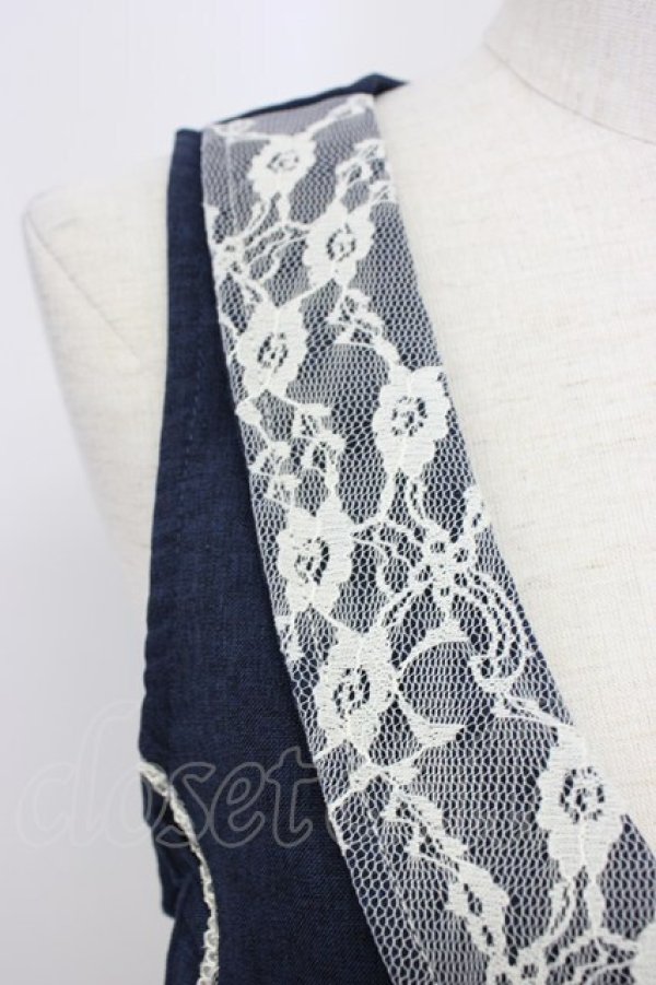 画像3: axes femme / チェーン使いクラシカルベスト  ネイビーＸ白 T-26-02-17-009-AX-TO-SA-ZT (3)