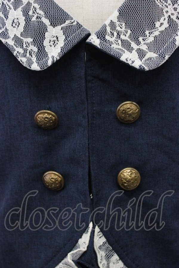 画像4: axes femme / チェーン使いクラシカルベスト  ネイビーＸ白 T-26-02-17-009-AX-TO-SA-ZT (4)