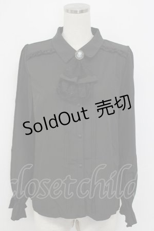 画像: axes femme / カメオ×ジャボブローチ付ブラウス L 黒 T-26-02-17-011-AX-BL-SA-ZT551