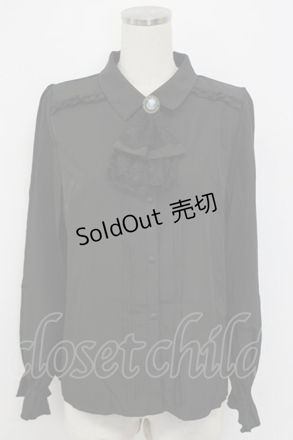 画像1: axes femme / カメオ×ジャボブローチ付ブラウス L 黒 T-26-02-17-011-AX-BL-SA-ZT551 (1)