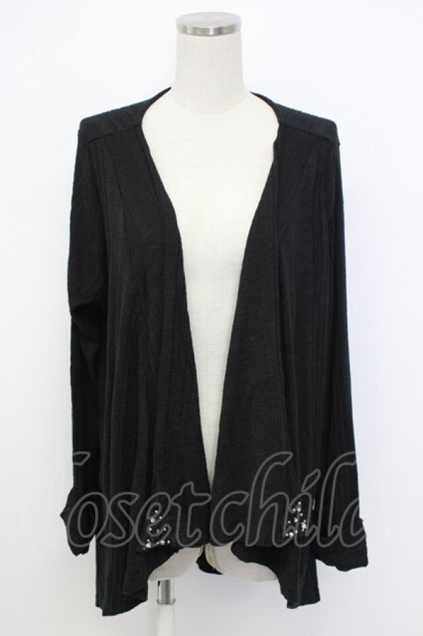 画像1: axes femme / 襟デザインロングカーデ  黒 T-26-02-17-012-AX-TO-SA-ZT (1)