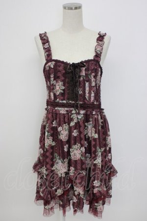 画像: axes femme / バラ×レースシャーリングワンピース M ワイン T-26-02-17-013-AX-OP-SA-ZT