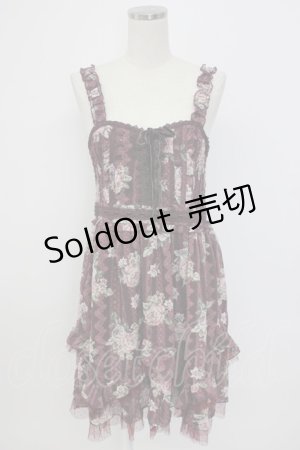 画像: axes femme / バラ×レースシャーリングワンピース M ワイン T-26-02-17-013-AX-OP-SA-ZT