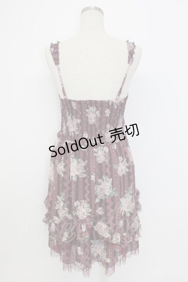 画像2: axes femme / バラ×レースシャーリングワンピース M ワイン T-26-02-17-013-AX-OP-SA-ZT (2)