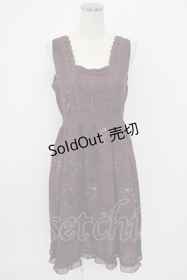 画像1: axes femme / 裾2WAYメルヘン柄ワンピース M ワイン T-26-02-17-014-AX-OP-SA-ZT (1)