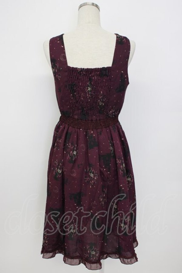 画像2: axes femme / 裾2WAYメルヘン柄ワンピース M ワイン T-26-02-17-014-AX-OP-SA-ZT (2)