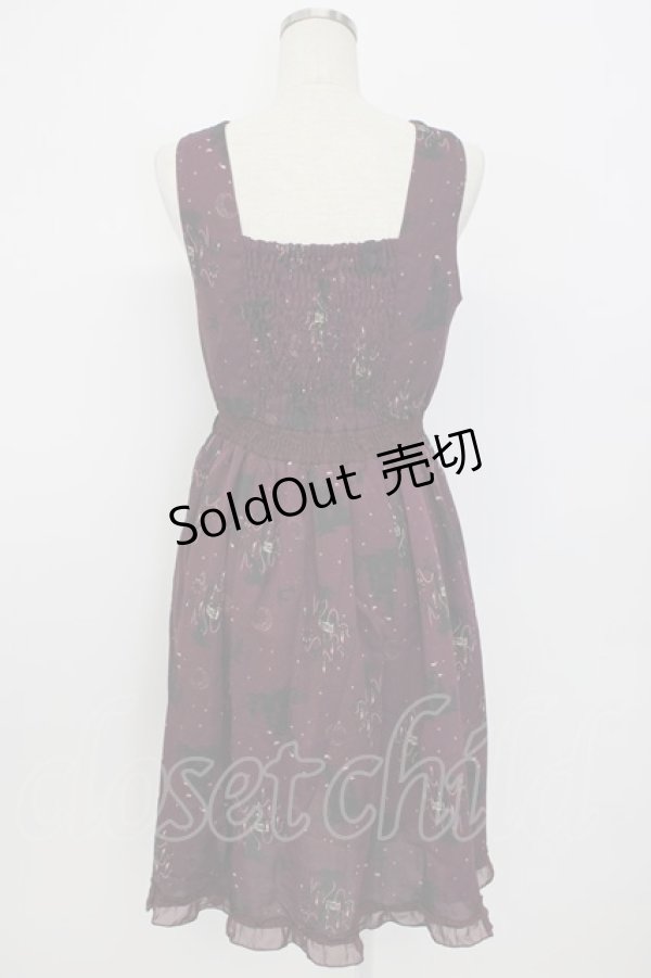 画像2: axes femme / 裾2WAYメルヘン柄ワンピース M ワイン T-26-02-17-014-AX-OP-SA-ZT (2)