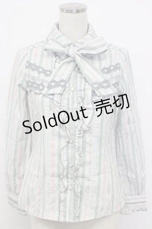 画像: axes femme / ボウタイ付きストライプブラウス M サックス T-26-02-17-002-AX-BL-SA-ZT