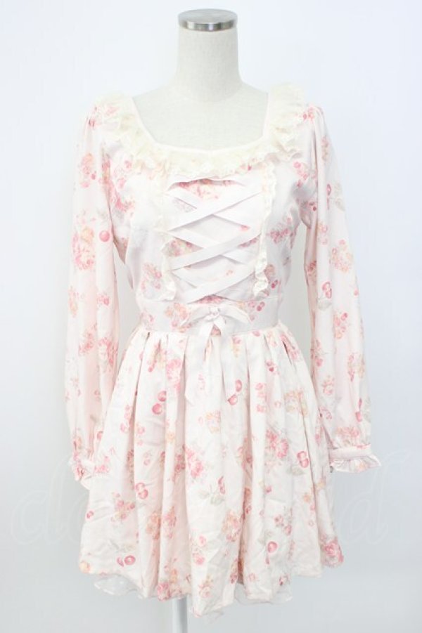 画像1: LIZ LISA / キャットチェリーワンピース  ピンク T-26-02-17-017-LO-OP-SA-ZT (1)