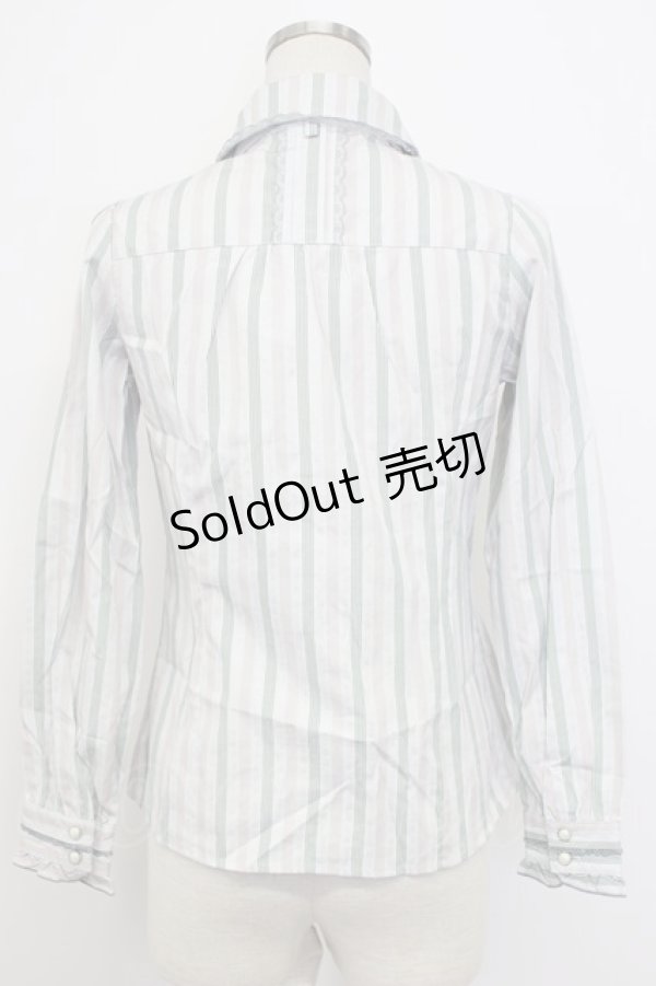 画像2: axes femme / ボウタイ付きストライプブラウス M サックス T-26-02-17-002-AX-BL-SA-ZT (2)