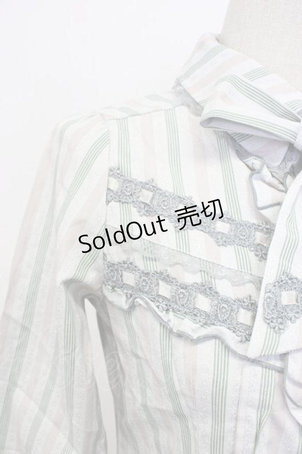 画像3: axes femme / ボウタイ付きストライプブラウス M サックス T-26-02-17-002-AX-BL-SA-ZT (3)