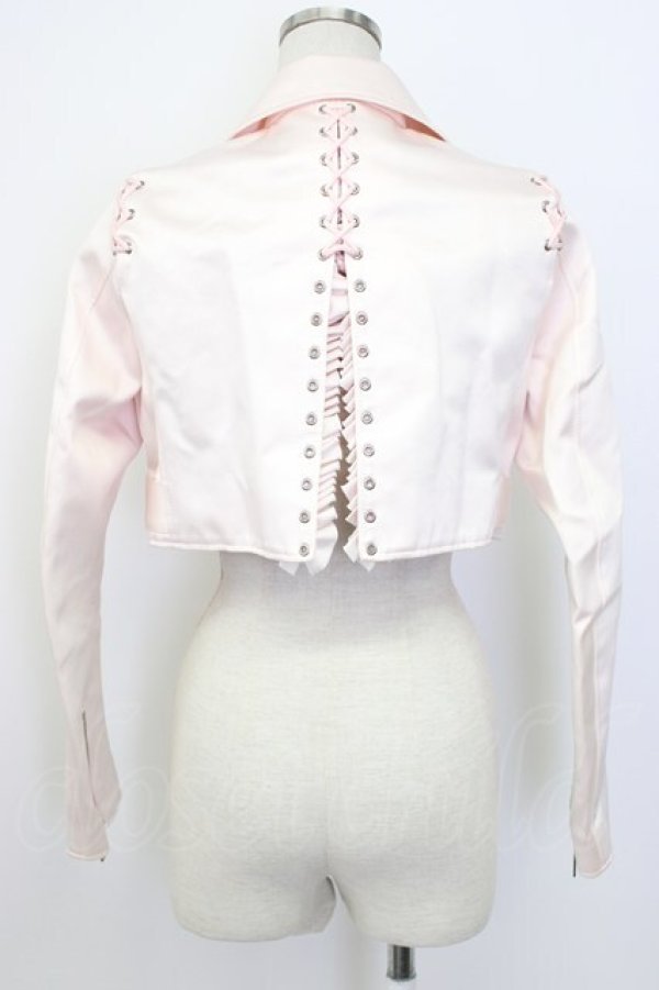 画像2: noir kei ninomiya / 内側フリルショートライダースジャケット S ピンク T-26-02-17-020-LO-JA-SA-ZT (2)