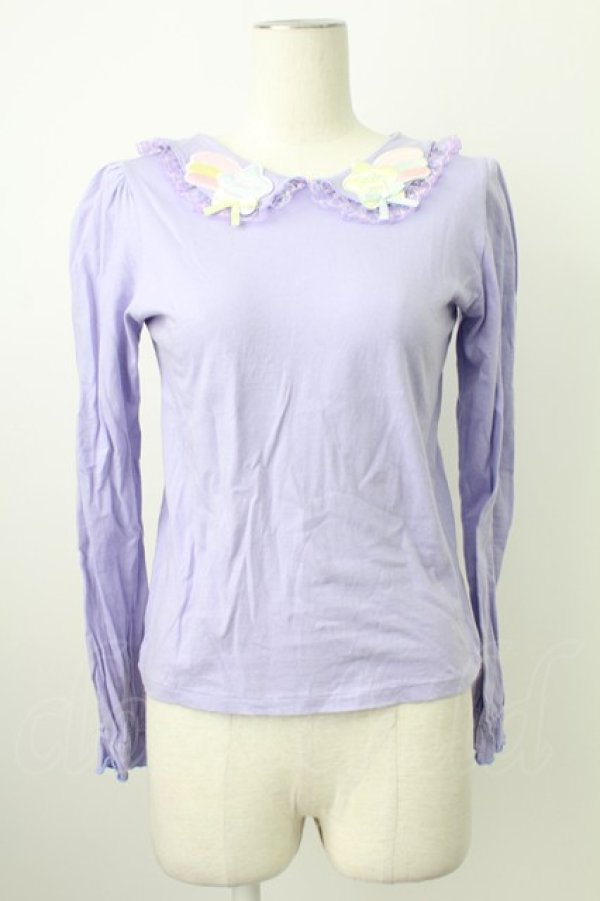 画像1: Nile Perch / 流れ星ワッペン襟カットソー  ラベンダー T-26-02-18-001-LO-TO-SA-ZT (1)