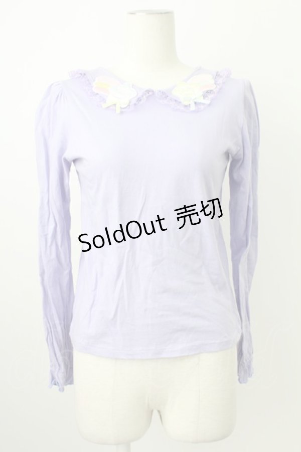 画像1: Nile Perch / 流れ星ワッペン襟カットソー  ラベンダー T-26-02-18-001-LO-TO-SA-ZT570 (1)